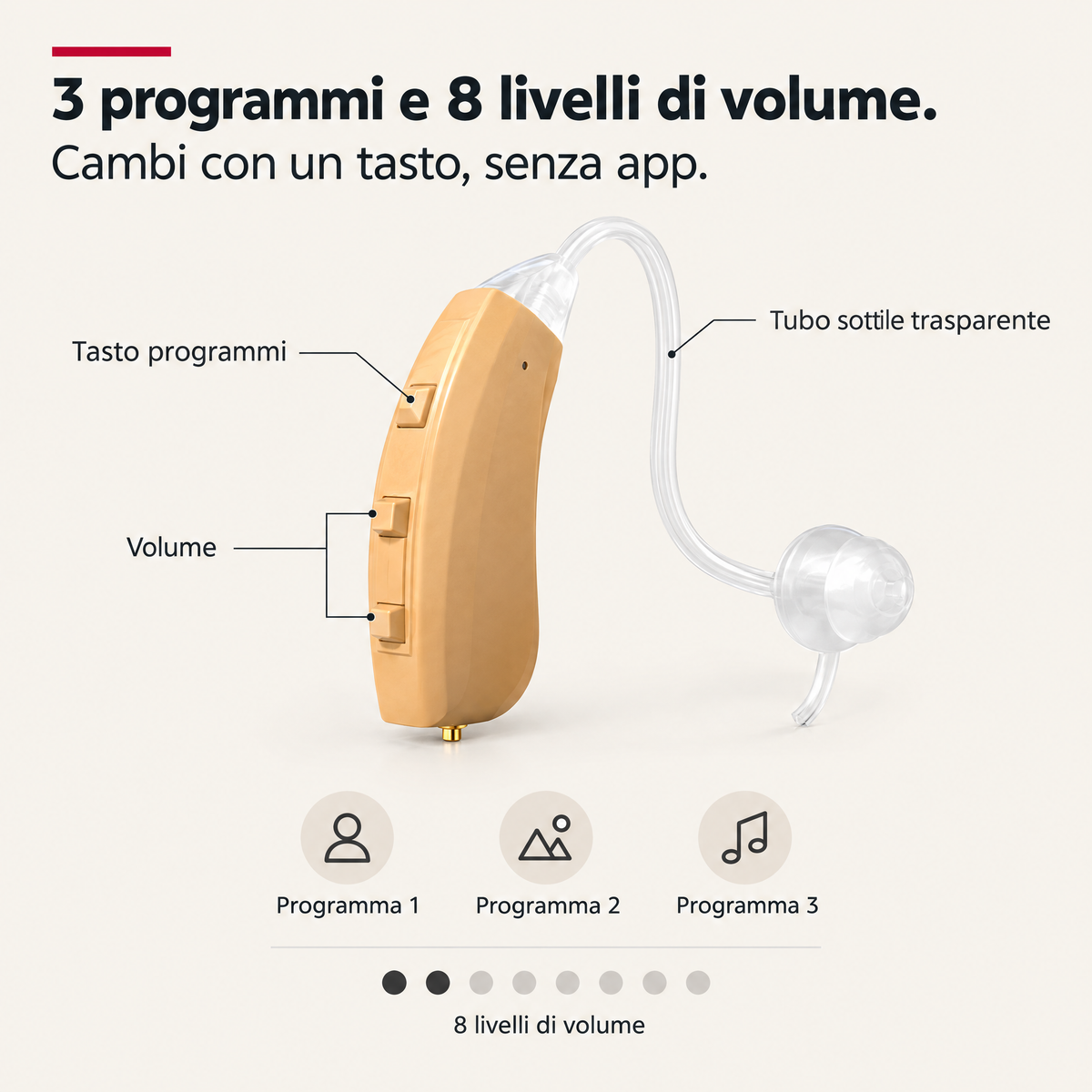 3 programmi e 8 livelli di volume