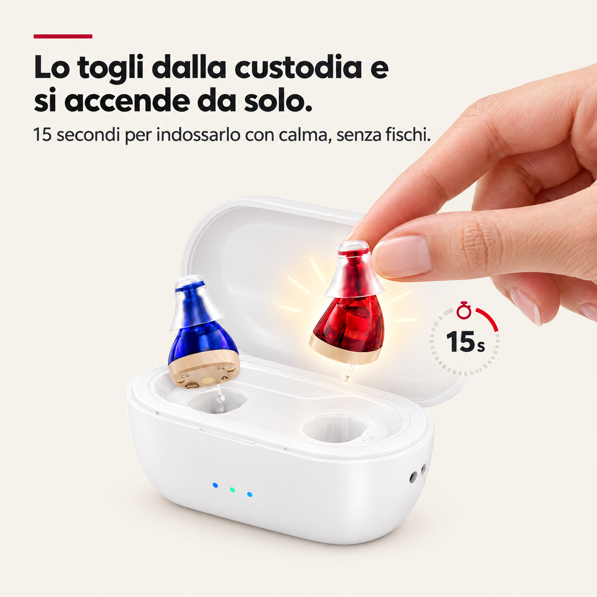 Si accende da solo quando lo togli dalla custodia