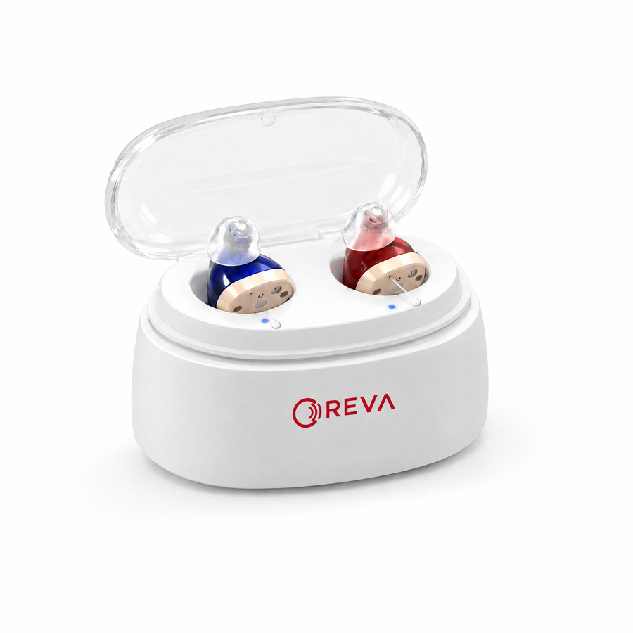OREVA 2.0 apparecchi acustici ricaricabili nella custodia